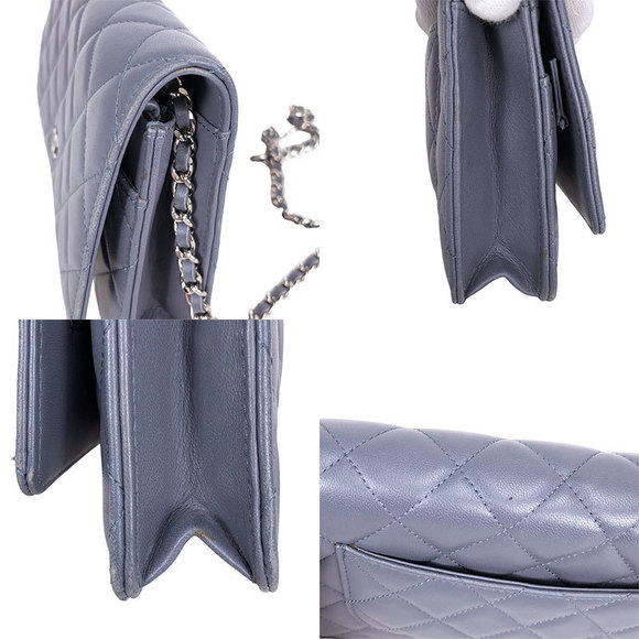 Chanel Matelasse Chain Wallet Silver Hardware Shoulder Bag Blue - Picture 7 of 9